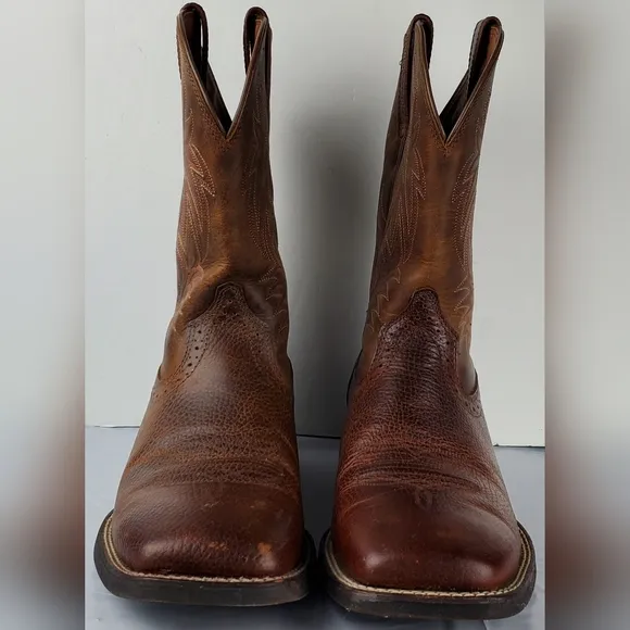 Ariat Mens Sport Wide Boots Leather Square Toe Western Cowboy - Size 8 EE - EUC