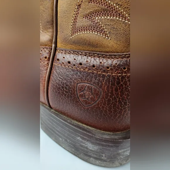 Ariat Mens Sport Wide Boots Leather Square Toe Western Cowboy - Size 8 EE - EUC