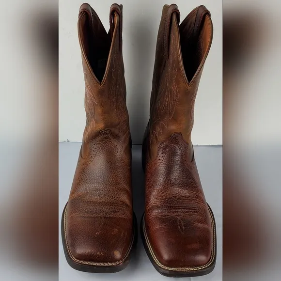Ariat Mens Sport Wide Boots Leather Square Toe Western Cowboy - Size 8 EE - EUC