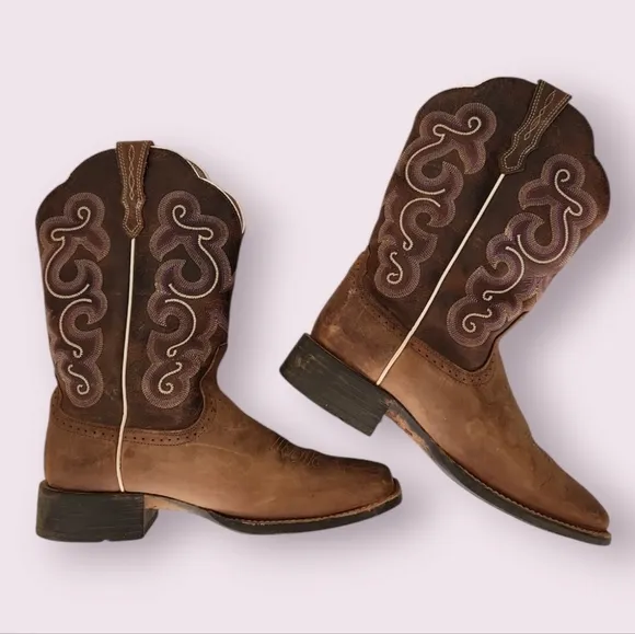 ARIAT Quickdraw Badlands Brown Square Toe Cowboy Boots 10006304 Women's 10