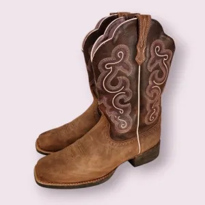 ARIAT Quickdraw Badlands Brown Square Toe Cowboy Boots 10006304 Women's 10