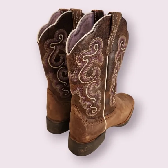 ARIAT Quickdraw Badlands Brown Square Toe Cowboy Boots 10006304 Women's 10