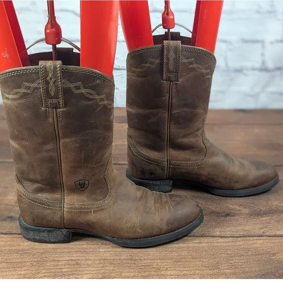 Ariat Roper Western Boots Brown Leather Pull On Round Toe Cowboy Mens Size 8.5B