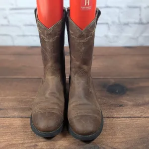 Ariat Roper Western Boots Brown Leather Pull On Round Toe Cowboy Mens Size 8.5B