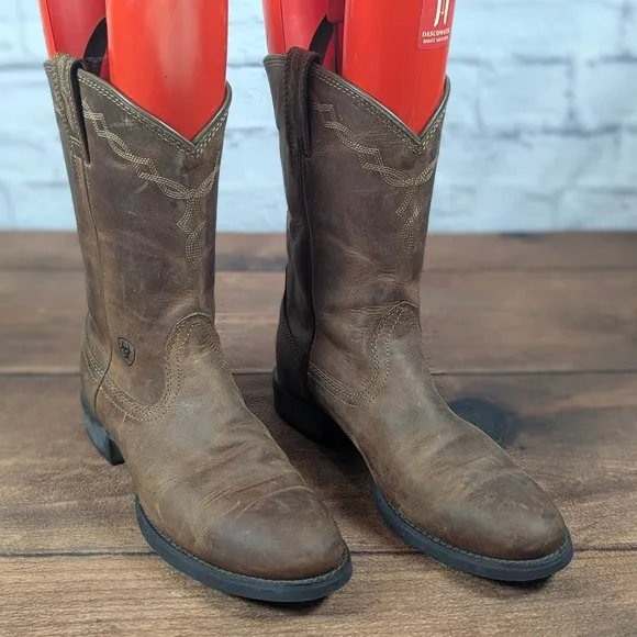 Ariat Roper Western Boots Brown Leather Pull On Round Toe Cowboy Mens Size 8.5B
