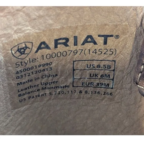 Ariat Roper Western Boots Brown Leather Pull On Round Toe Cowboy Mens Size 8.5B
