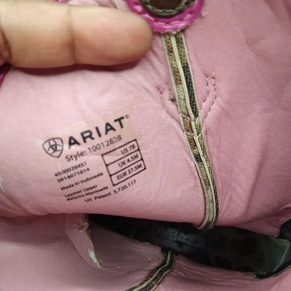 Ariat Unbridled Square Toe Western Boots Camo W/ Pink Accents Size 7 B 10012828