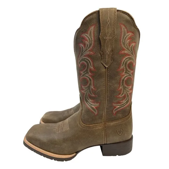 ARIAT Womens Hybrid Rancher Stretchfit Leather Boots SQ Toe Embroidery Size 10B