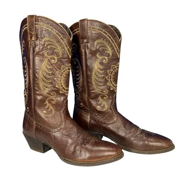 Ariat Women's Magnolia Sunflower Stitch Western Cowboy Boots Size 10