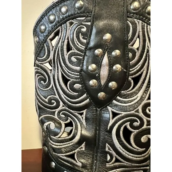 Ariat Women's Paloma Black Leather Western Cowgirl Boots Size 6.5 B Snip Toe