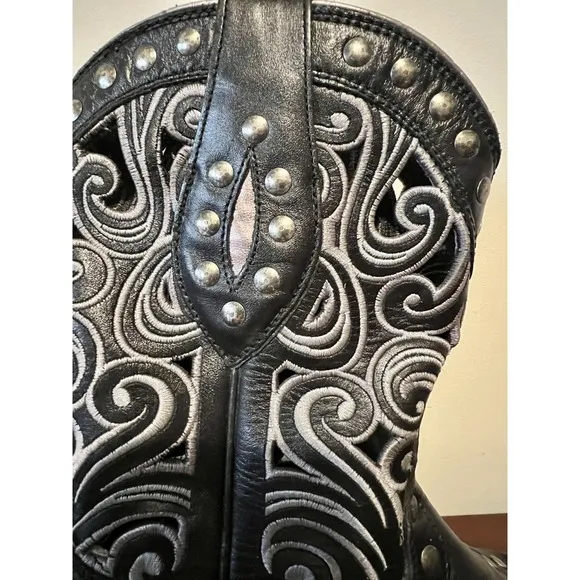Ariat Women's Paloma Black Leather Western Cowgirl Boots Size 6.5 B Snip Toe