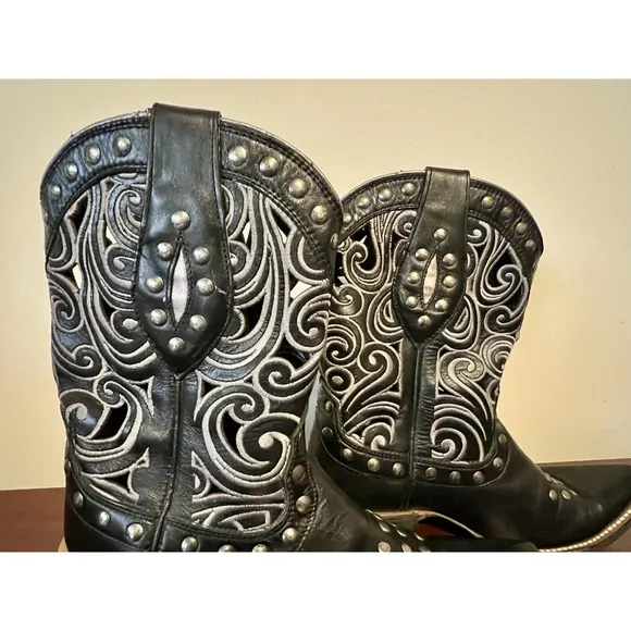 Ariat Women's Paloma Black Leather Western Cowgirl Boots Size 6.5 B Snip Toe