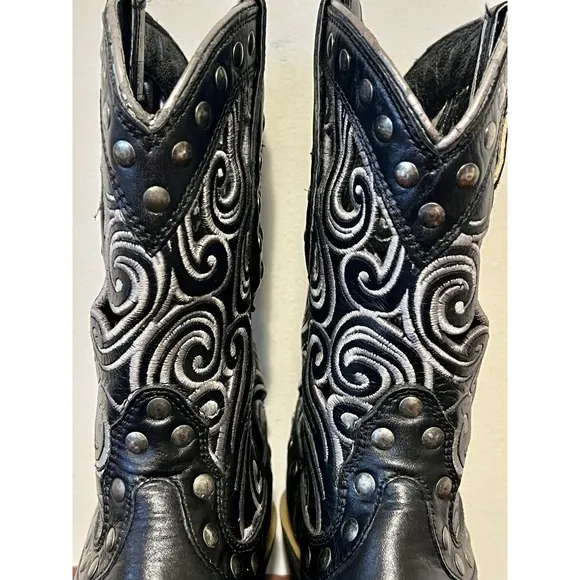 Ariat Women's Paloma Black Leather Western Cowgirl Boots Size 6.5 B Snip Toe