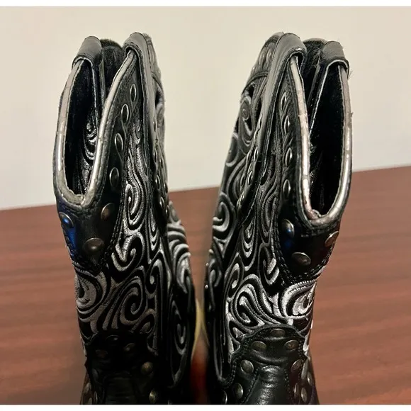 Ariat Women's Paloma Black Leather Western Cowgirl Boots Size 6.5 B Snip Toe