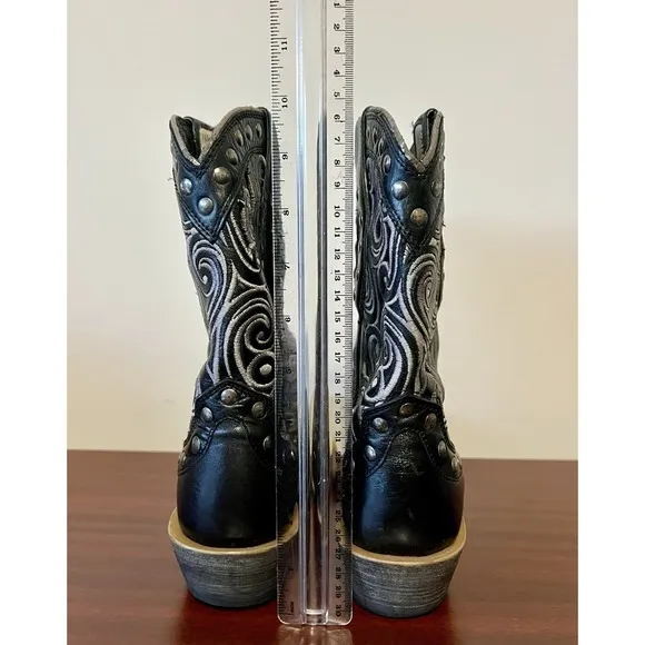 Ariat Women's Paloma Black Leather Western Cowgirl Boots Size 6.5 B Snip Toe