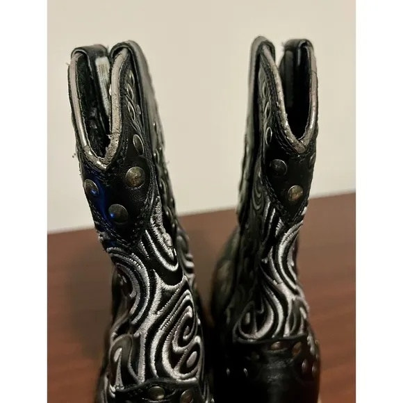 Ariat Women's Paloma Black Leather Western Cowgirl Boots Size 6.5 B Snip Toe