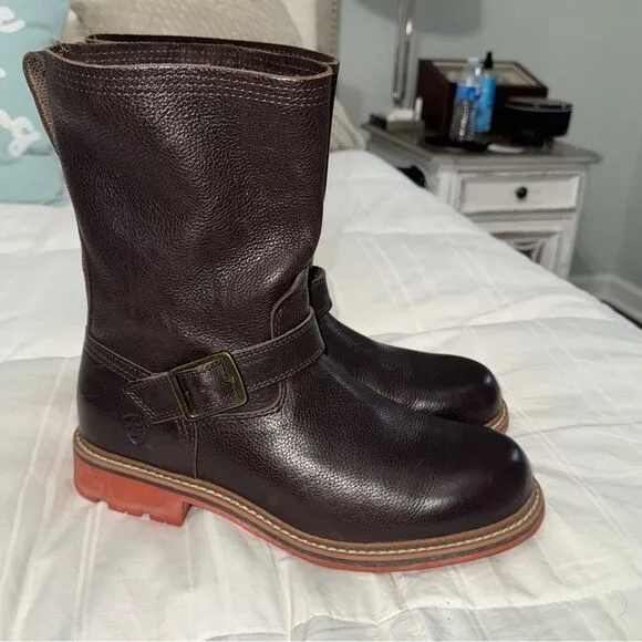 Ariat Stonewall full grain leather brown engineer style boots- EUC! Sz 9.5