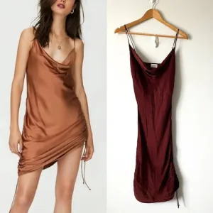 Aritzia Wilfred Only Ruched Slip Satin Dress Burgundy Maroon Size XS