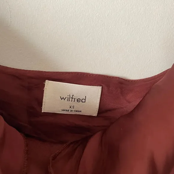 Aritzia Wilfred Only Ruched Slip Satin Dress Burgundy Maroon Size XS