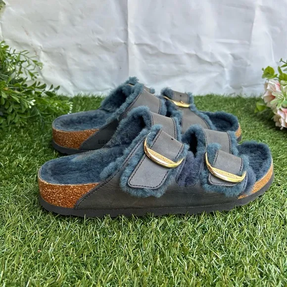Arizona Big Buckle ShearlingOiled Leather - Midnight Blue women Sz 40 US 9-9.5