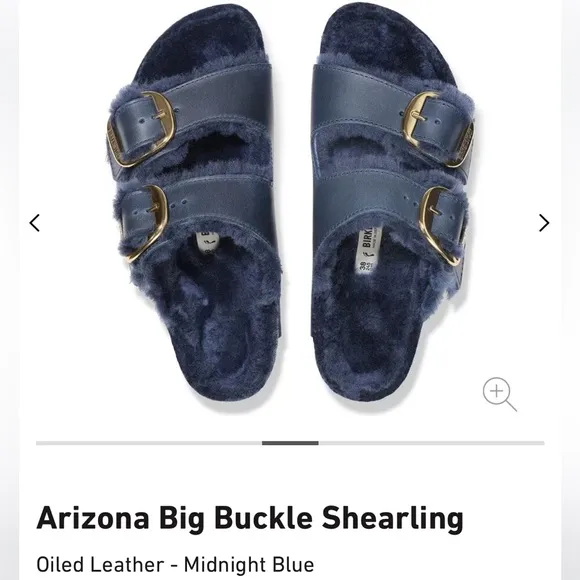 Arizona Big Buckle ShearlingOiled Leather - Midnight Blue women Sz 40 US 9-9.5