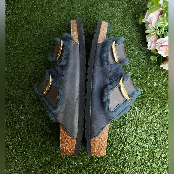 Arizona Big Buckle ShearlingOiled Leather - Midnight Blue women Sz 40 US 9-9.5