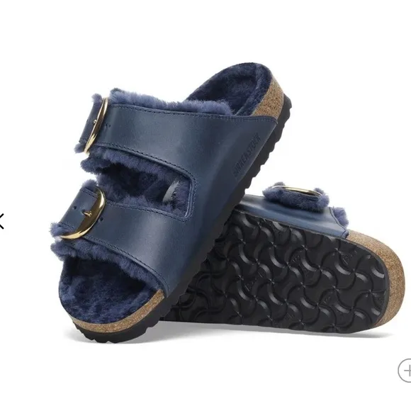 Arizona Big Buckle ShearlingOiled Leather - Midnight Blue women Sz 40 US 9-9.5