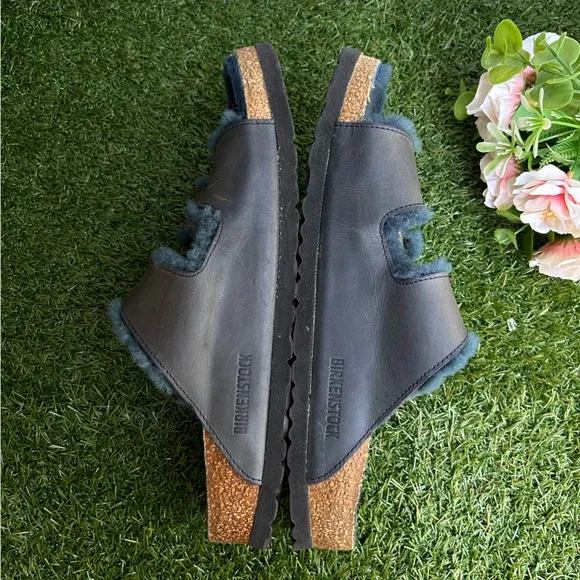 Arizona Big Buckle ShearlingOiled Leather - Midnight Blue women Sz 40 US 9-9.5