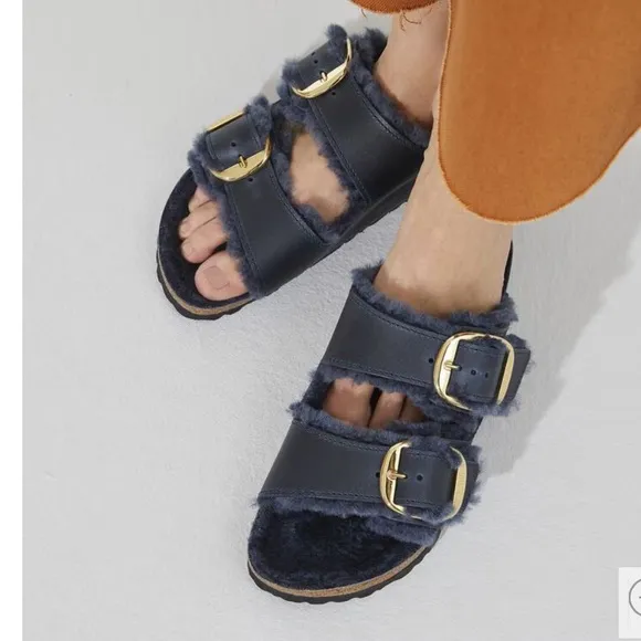 Arizona Big Buckle ShearlingOiled Leather - Midnight Blue women Sz 40 US 9-9.5