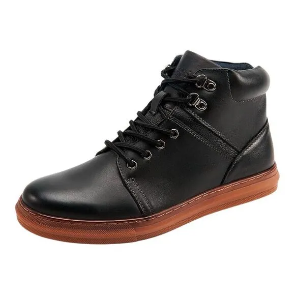 Arkbird Men's Casual Mid Top Black Leather Oxford Lace Up Sneaker Boots Size 10