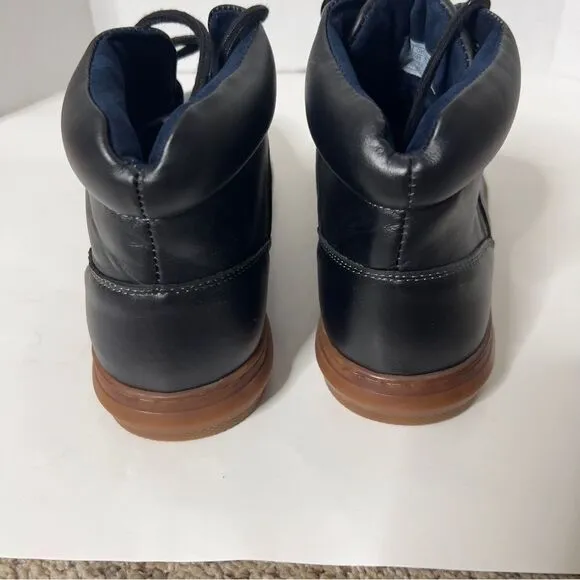 Arkbird Men's Casual Mid Top Black Leather Oxford Lace Up Sneaker Boots Size 10