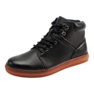 Arkbird Men's Casual Mid Top Black Leather Oxford Lace Up Sneaker Boots Size 10