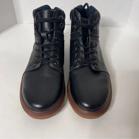 Arkbird Men's Casual Mid Top Black Leather Oxford Lace Up Sneaker Boots Size 10