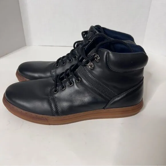 Arkbird Men's Casual Mid Top Black Leather Oxford Lace Up Sneaker Boots Size 10