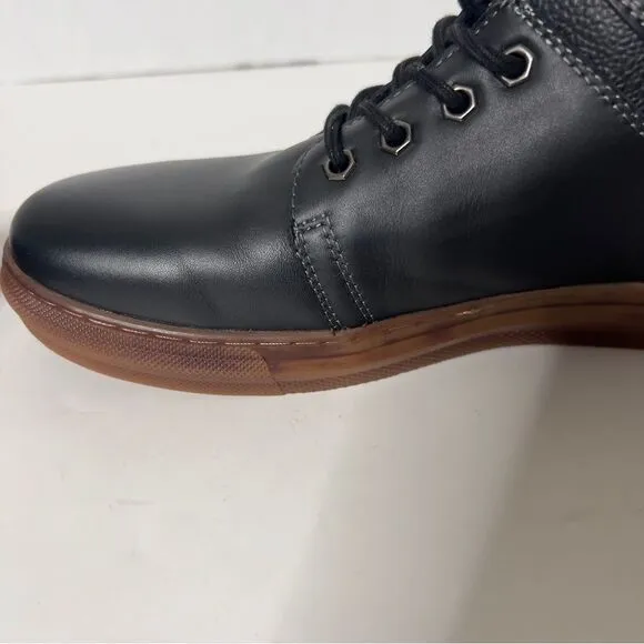 Arkbird Men's Casual Mid Top Black Leather Oxford Lace Up Sneaker Boots Size 10