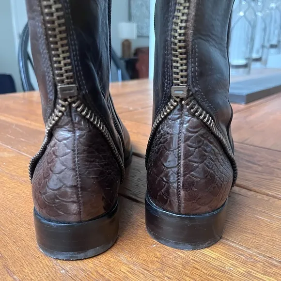 Arturo Chiang Brown Leather Riding Boots 8.5