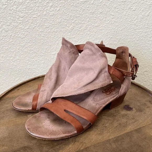 A.S.98 Mauve Brown Leather Strappy Sandals Women's Size 38 US 7.5-8