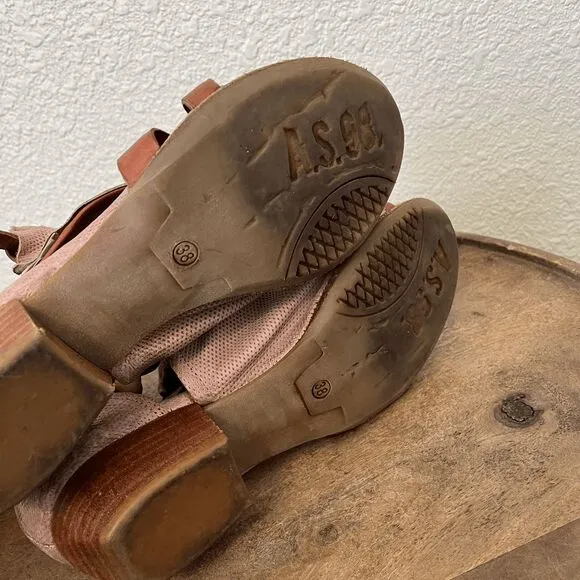 A.S.98 Mauve Brown Leather Strappy Sandals Women's Size 38 US 7.5-8