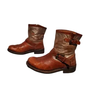 ASH Brown Leather Harness Moto Riding Boots Women's Size 9.5