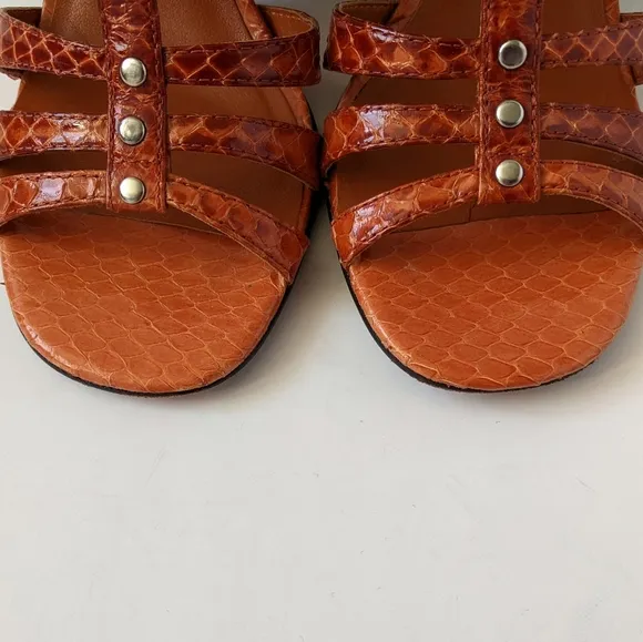 ASH Strappy Gladiator Leather Sandals Burnt Orange Croc | Size 8