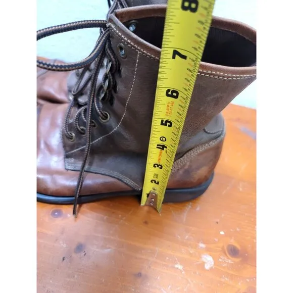 Aston Grey Collection Men's Red wood Brown &amp; Tan Leather Lace-Up Boots Size 9.5