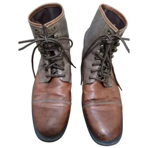 Aston Grey Collection Men's Red wood Brown &amp; Tan Leather Lace-Up Boots Size 9.5