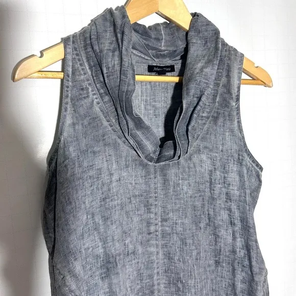 Athena Marie dyed linen dress, modern, asymmetric grey cowl neck