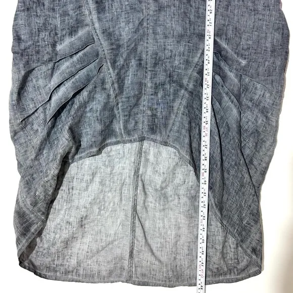 Athena Marie dyed linen dress, modern, asymmetric grey cowl neck