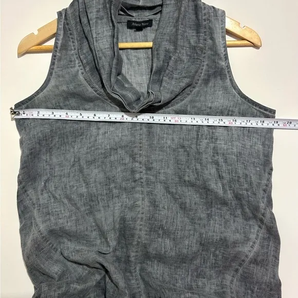 Athena Marie dyed linen dress, modern, asymmetric grey cowl neck