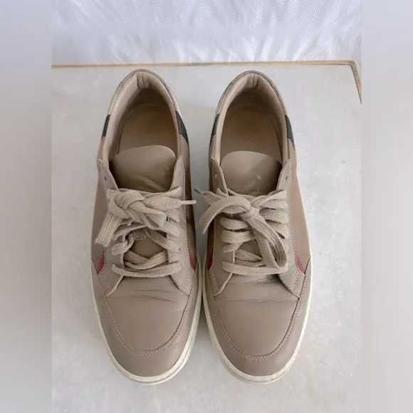 Authentic Burberry Salmond Vintage Nova Check Print Leather Sneakers W EU 38.5