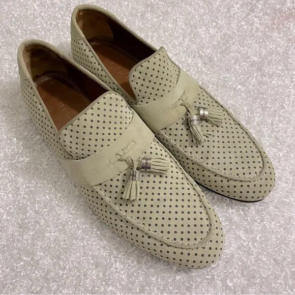 Authentic Jimmy Choo Mens Size 12 Tan Tassel Suede Loafers