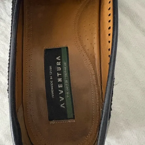 Aventura Black Leather Loafers with Gold Lion head Embellishment Size 12 M
