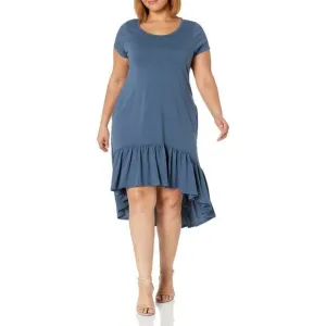 Avenue Women's Plus Size Dress Ella Ruff Pln 20 Plus Steel