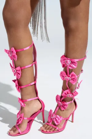 AZALEA WANG AERIN FUCHSIA GLADIATOR BOW SANDAL STILETTO